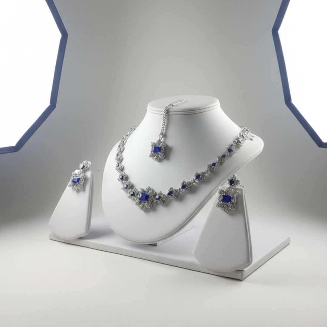 Premium Crystal Bridal Necklace Set - Luxury Diamond Look Jewelry with 5-Year Warranty