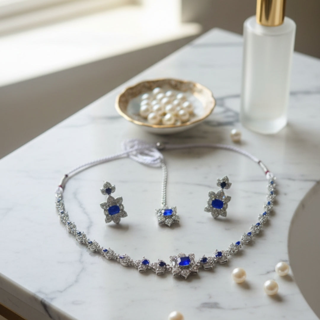 Premium Crystal Bridal Necklace Set - Luxury Diamond Look Jewelry with 5-Year Warranty