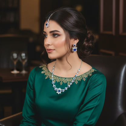 Premium Crystal Bridal Necklace Set - Luxury Diamond Look Jewelry with 5-Year Warranty