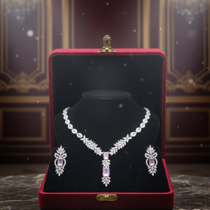 Luxurious Emerald Green Crystal Necklace Set - Royal Leaf Design Bridal Jewelry with 5-Year Warranty